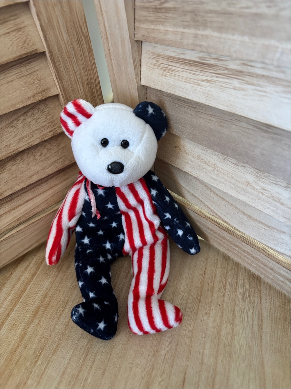 American Flag Plush Bean Bag Bear - Red White & Blue